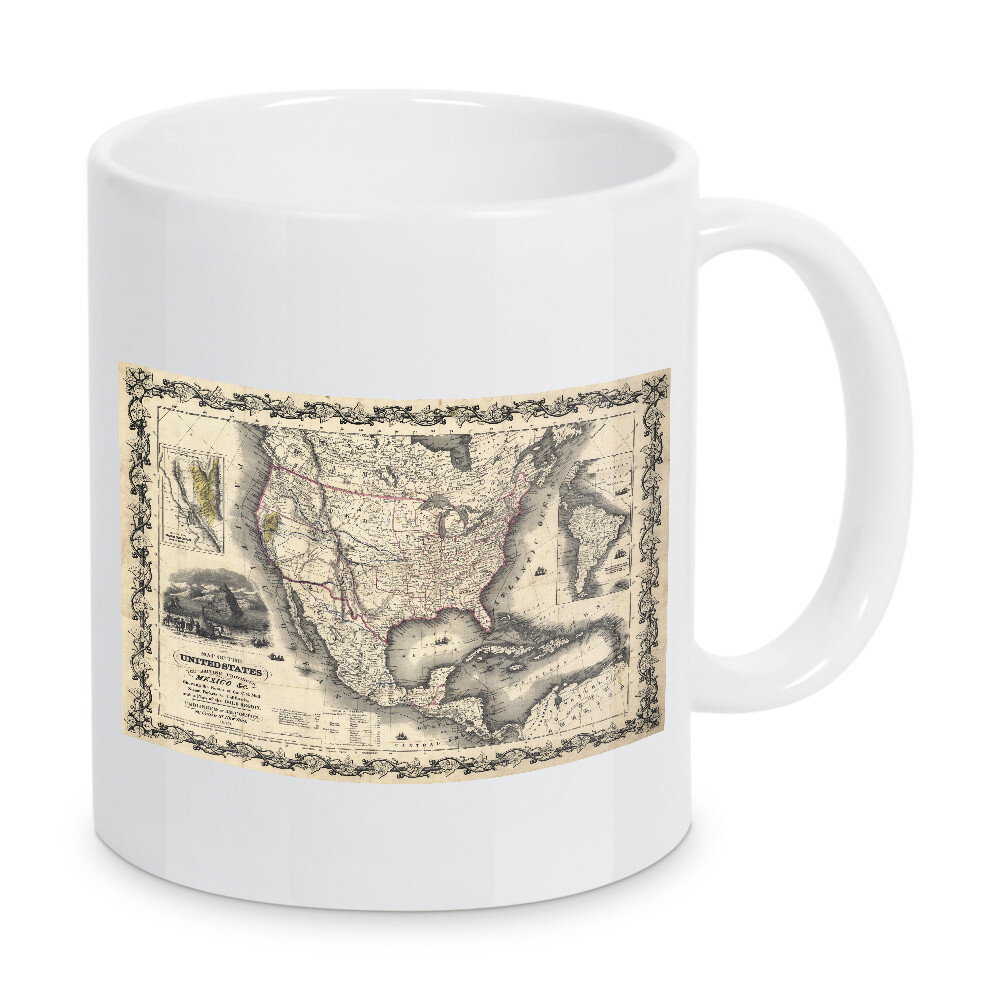 Tasse "Bildkarte der Vereinigten Staaten" artboxONE - Architektur,Kartografie - Karte,Flach,Antik,Retro,Alt,Karten,Karte der welt,Illustration