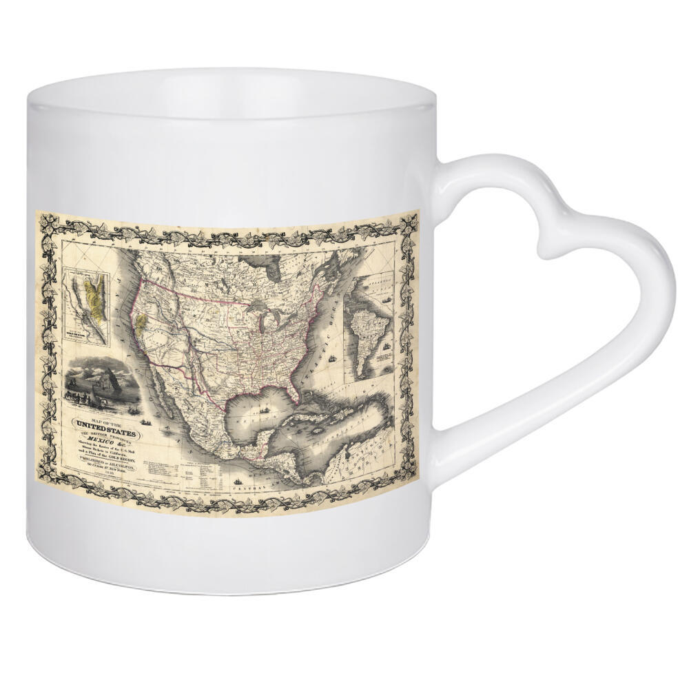 Herztasse "Bildkarte der Vereinigten Staaten" artboxONE - Architektur,Kartografie - Karte,Flach,Antik,Retro,Alt,Karten,Karte der welt,Illustration