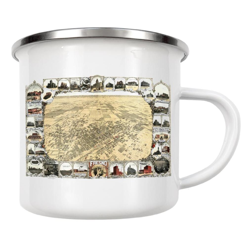 Emaille Tasse "Pictorial Map Fresno-California" artboxONE - Architektur,Kartografie