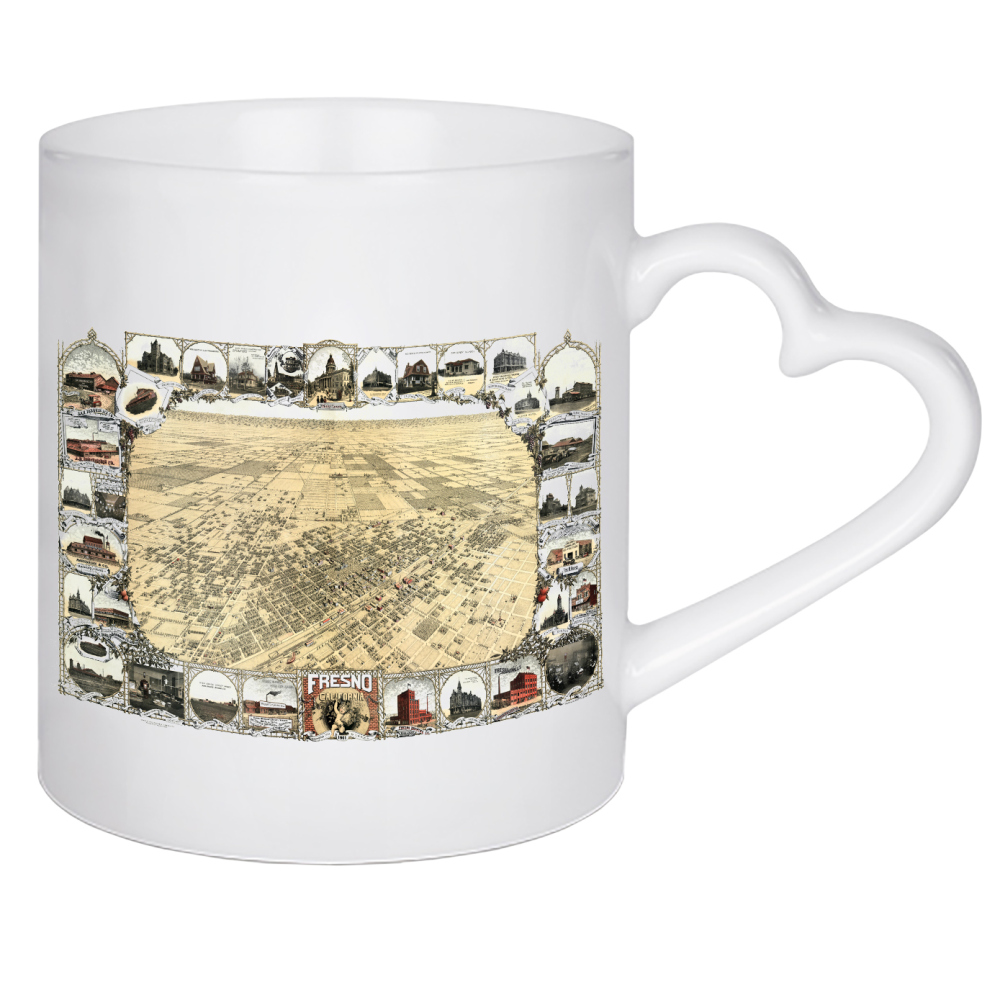 Herztasse "Pictorial Map Fresno-California" artboxONE - Architektur,Kartografie