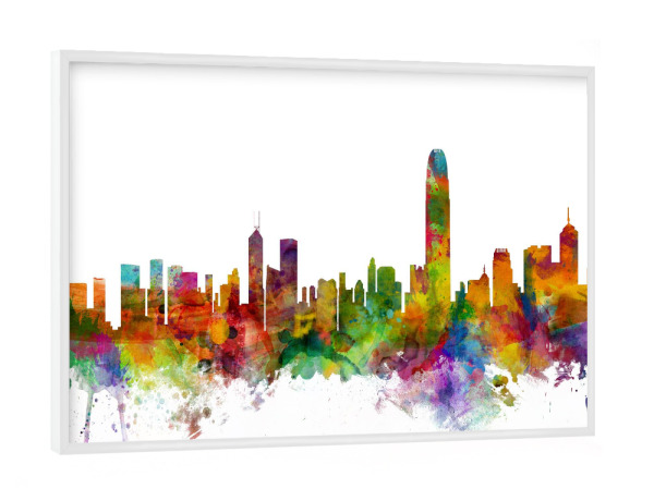 Poster mit weißem Rahmen "Hong Kong Watercolor" artboxONE - Städte,Reise,Architektur