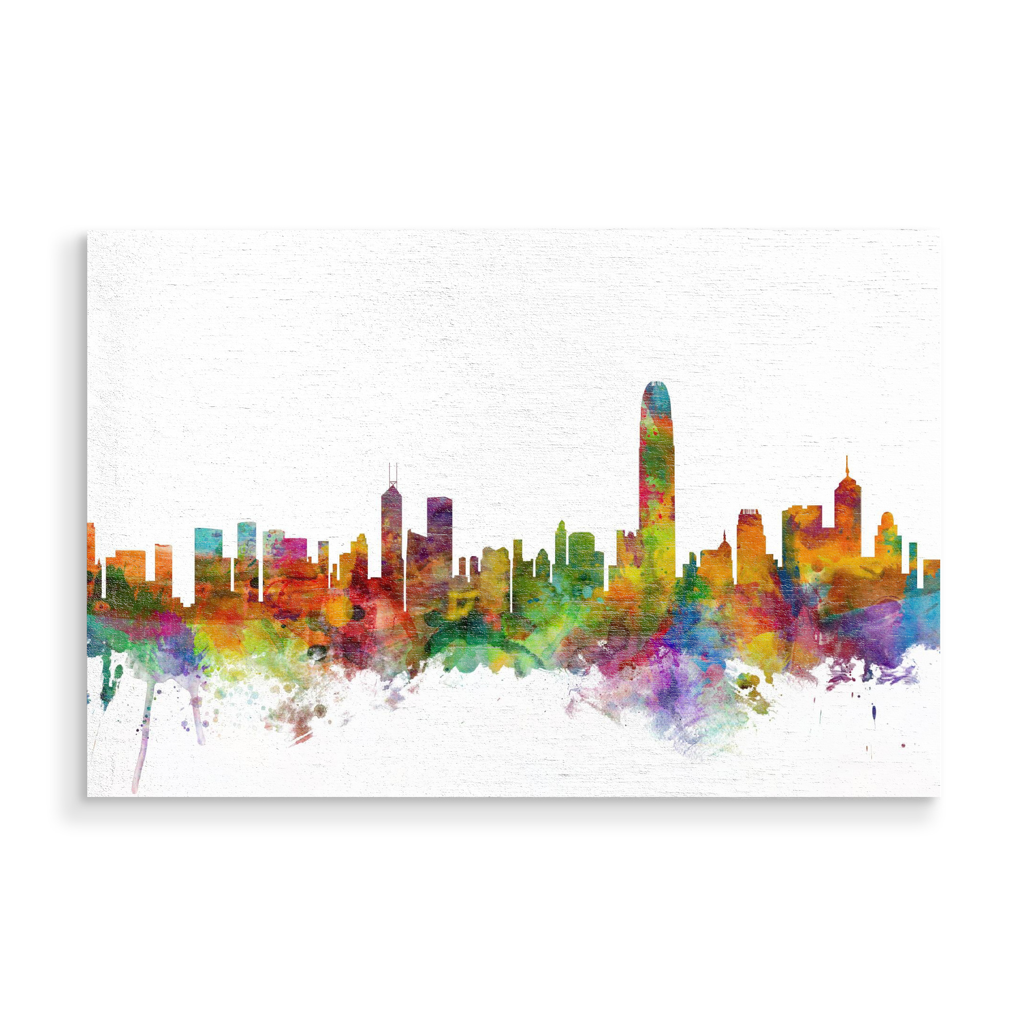 Holzbild "Hong Kong Watercolor" artboxONE - Städte,Reise,Architektur