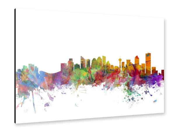 Alu-Dibond "Calgary Canada Watercolor" 30x20 cm artboxONE