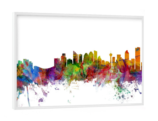 Poster mit weißem Rahmen "Calgary Canada Watercolor" artboxONE - Städte,Reise,Architektur