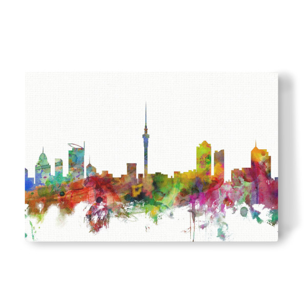 Leinwandbild "Auckland New Zealand Watercolor" artboxONE - Städte,Reise,Architektur
