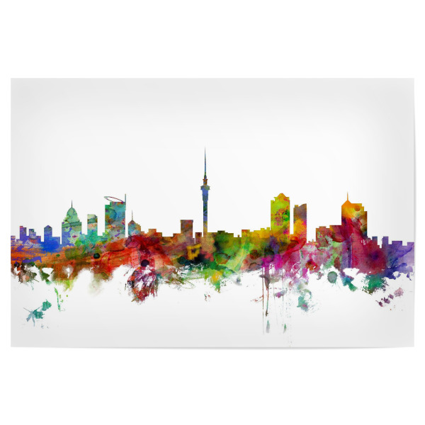 Poster "Auckland New Zealand Watercolor" artboxONE - Städte,Reise,Architektur