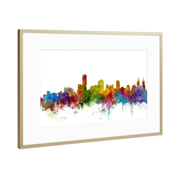 Poster mit Rahmen Gold "Adelaide Australia Watercolor" artboxONE - Städte,Reise,Architektur