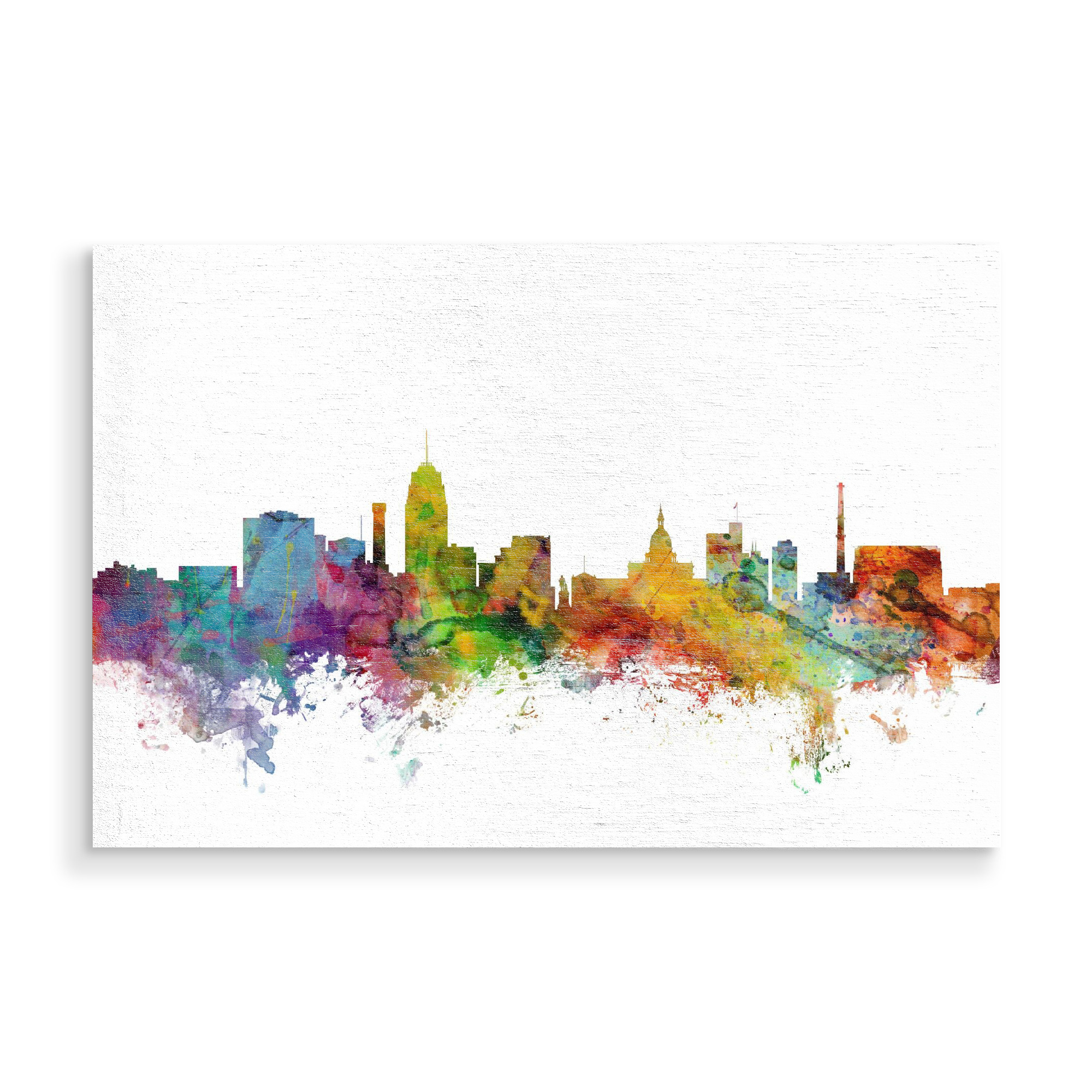 Holzbild "Lansing Michigan Watercolor" artboxONE - Städte,Reise,Architektur