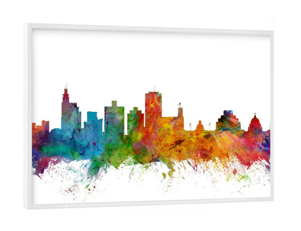 Poster mit weißem Rahmen "Jackson Mississippi Watercolor" artboxONE - Städte,Reise,Architektur