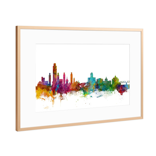 Poster mit Rahmen Kupfer "Albany New York Watercolor" artboxONE - Städte,Reise,Architektur