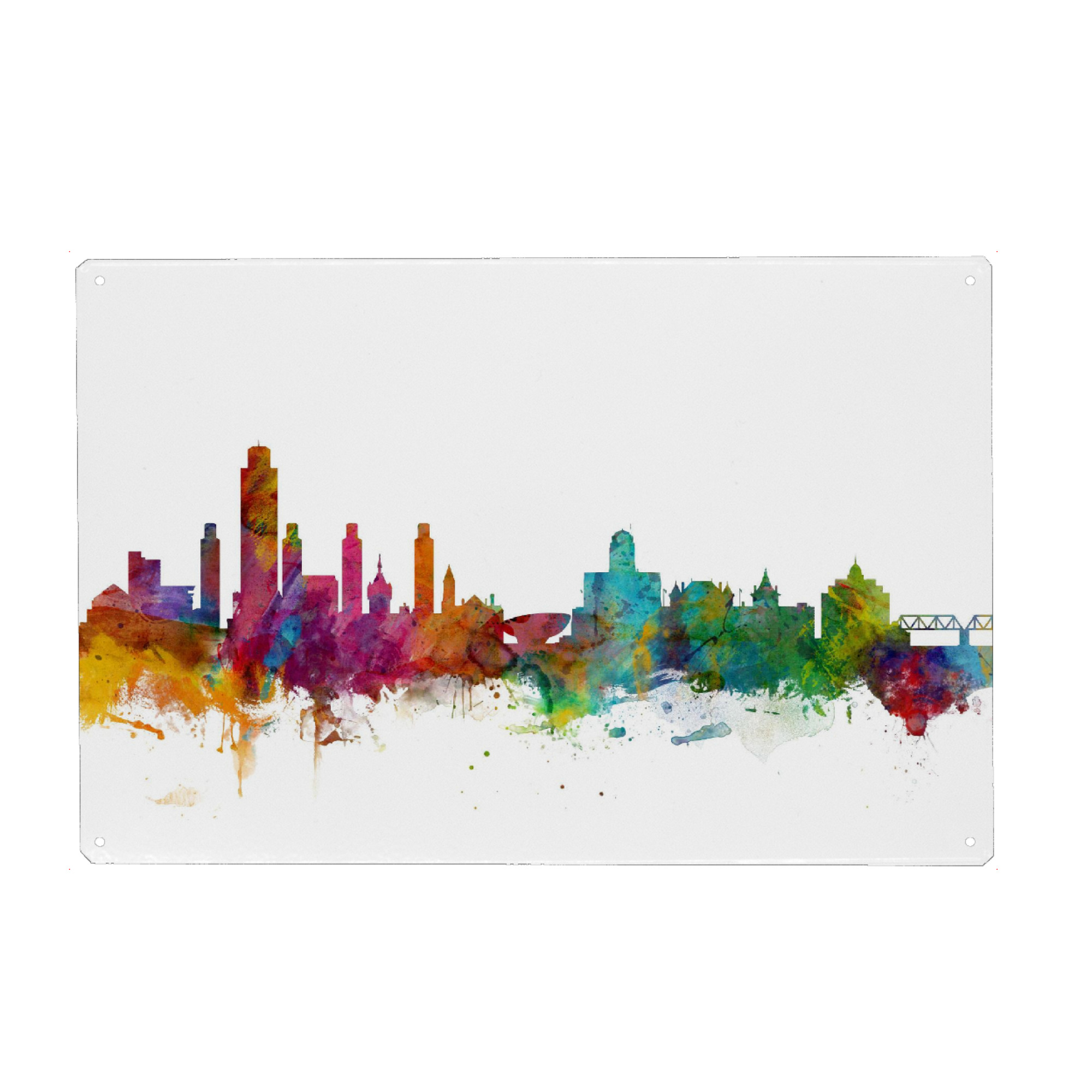 Metall Poster "Albany New York Watercolor" artboxONE - Städte,Reise,Architektur