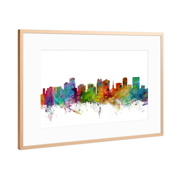 Poster mit Rahmen Kupfer "Orlando Florida Watercolor" artboxONE - Städte,Reise,Architektur
