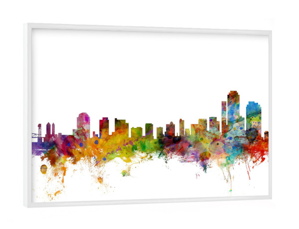 Poster mit weißem Rahmen "Wilmington Delaware Watercolor" artboxONE - Städte,Reise,Architektur