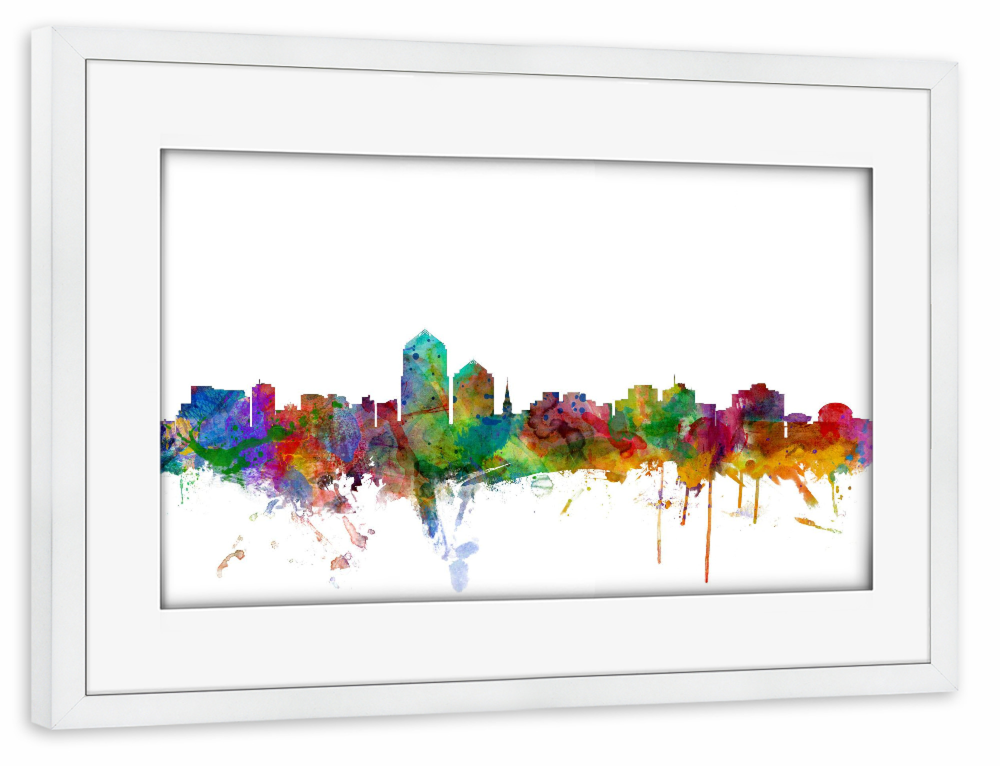 Poster mit Rahmen weiß "Albuquerque New Mexico Watercolor" artboxONE - Städte,Reise,Architektur