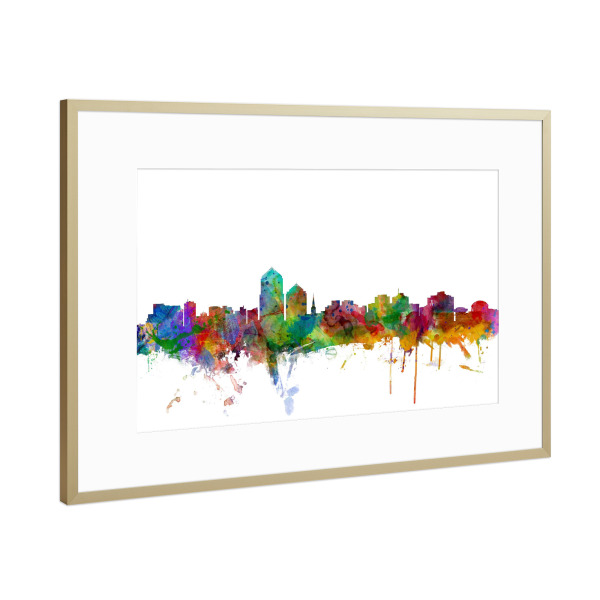 Poster mit Rahmen Gold "Albuquerque New Mexico Watercolor" artboxONE - Städte,Reise,Architektur