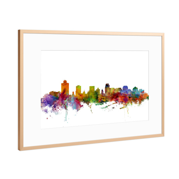 Poster mit Rahmen Kupfer "Salt Lake City Watercolor" artboxONE - Städte,Reise,Architektur