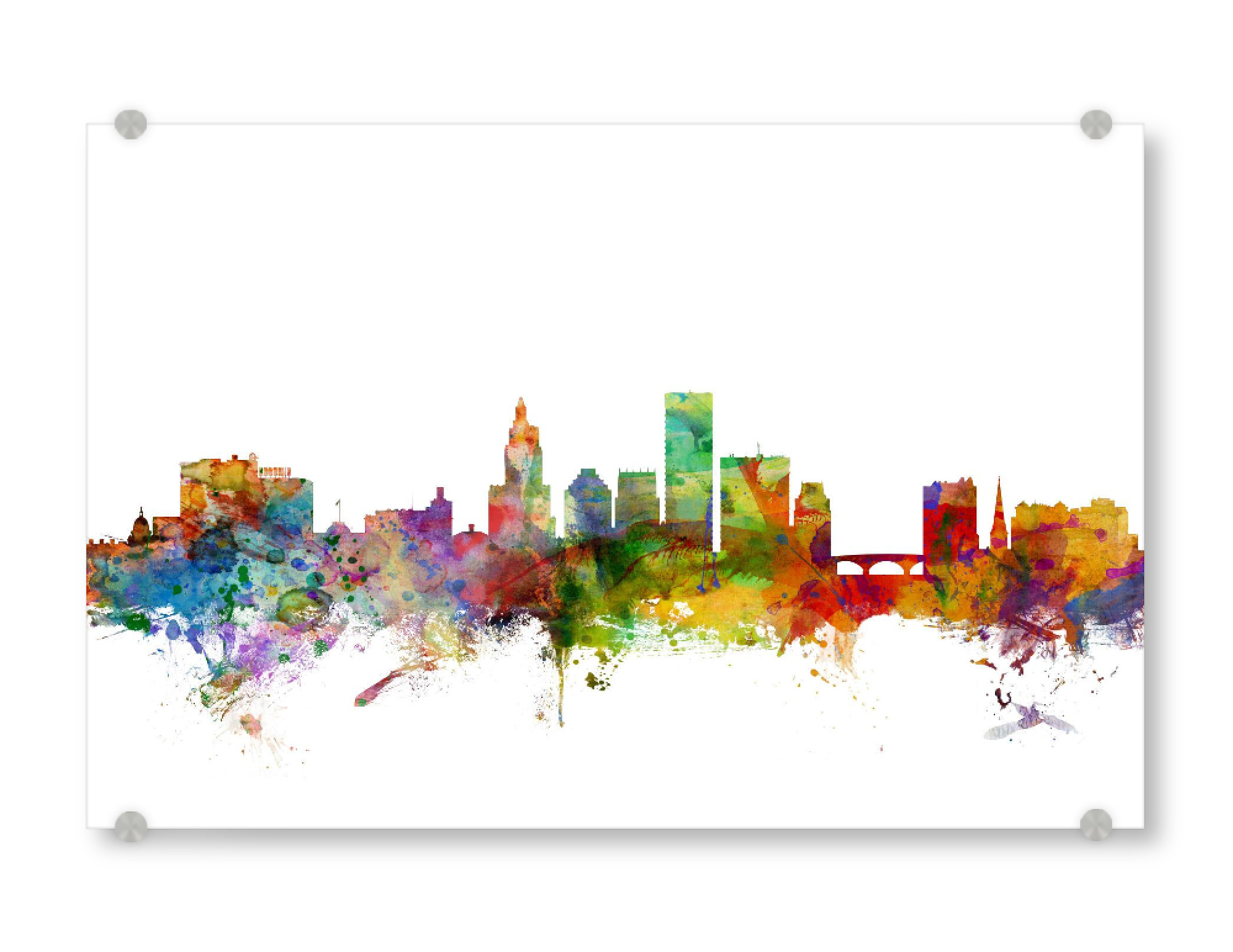 Acrylglasbild "Providence Rhode Island Watercolor" artboxONE - Städte,Reise,Architektur