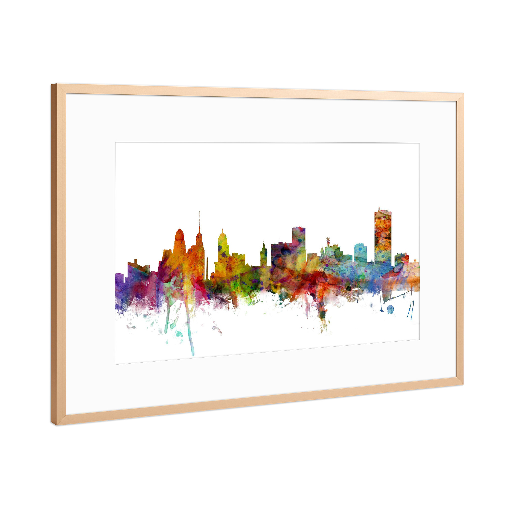 Poster mit Rahmen Kupfer "Buffalo New York Watercolor" artboxONE - Städte,Reise,Architektur