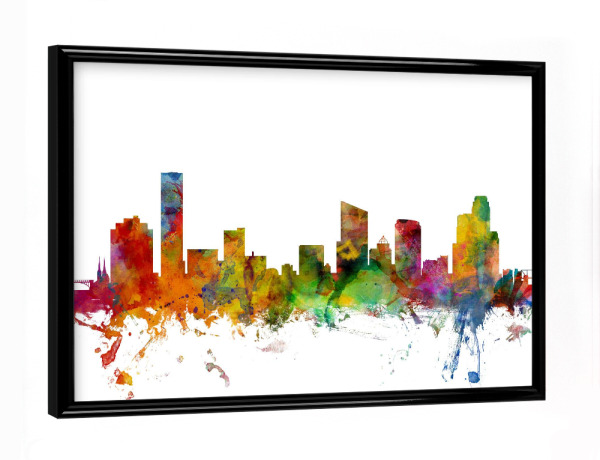 Poster mit schwarzem Rahmen "Grand Rapids Michigan Watercolor" artboxONE - Städte,Reise,Architektur