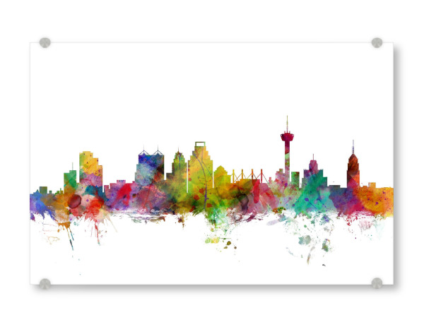 Acrylglasbild "San Antonio Texas Watercolor" artboxONE - Städte,Reise,Architektur