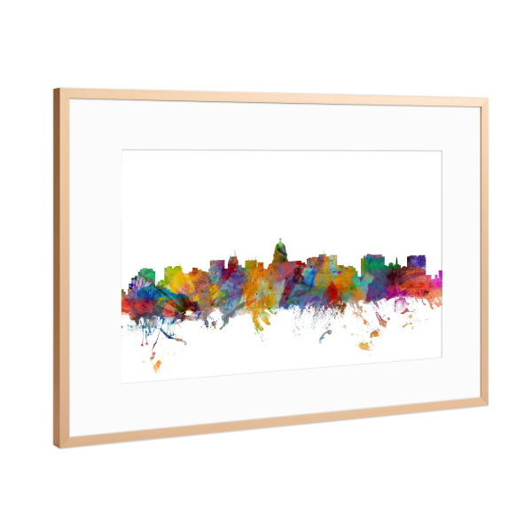 Poster mit Rahmen Kupfer "Madison Wisconsin Watercolor" artboxONE - Städte,Reise,Architektur