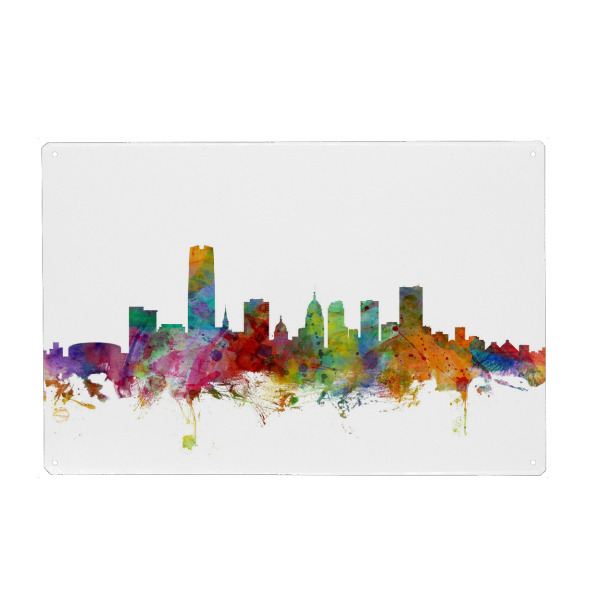 Metall Poster "Oklahoma City Watercolor" artboxONE - Städte,Reise,Architektur