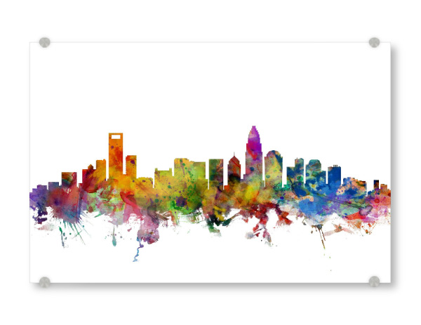 Acrylglasbild "Charlotte North Carolina Watercolor" artboxONE - Städte,Reise,Architektur