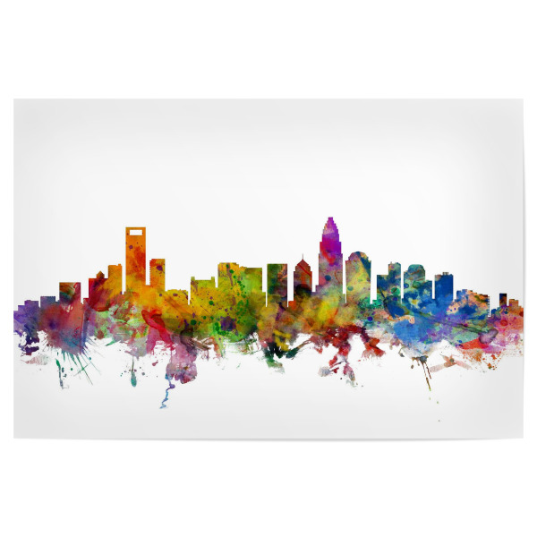 Poster "Charlotte North Carolina Watercolor" artboxONE - Städte,Reise,Architektur