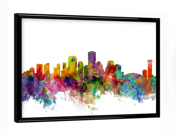 Poster mit schwarzem Rahmen "New Orleans Louisiana Watercolor" artboxONE - Städte,Reise,Architektur