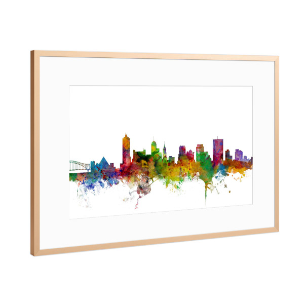 Poster mit Rahmen Kupfer "Memphis Tennessee Watercolor" artboxONE - Städte,Reise,Architektur