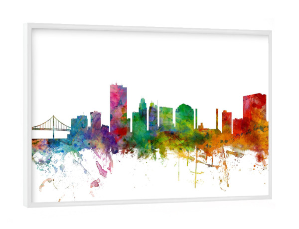 Poster mit weißem Rahmen "Toledo Ohio Watercolor" artboxONE - Städte,Reise,Architektur