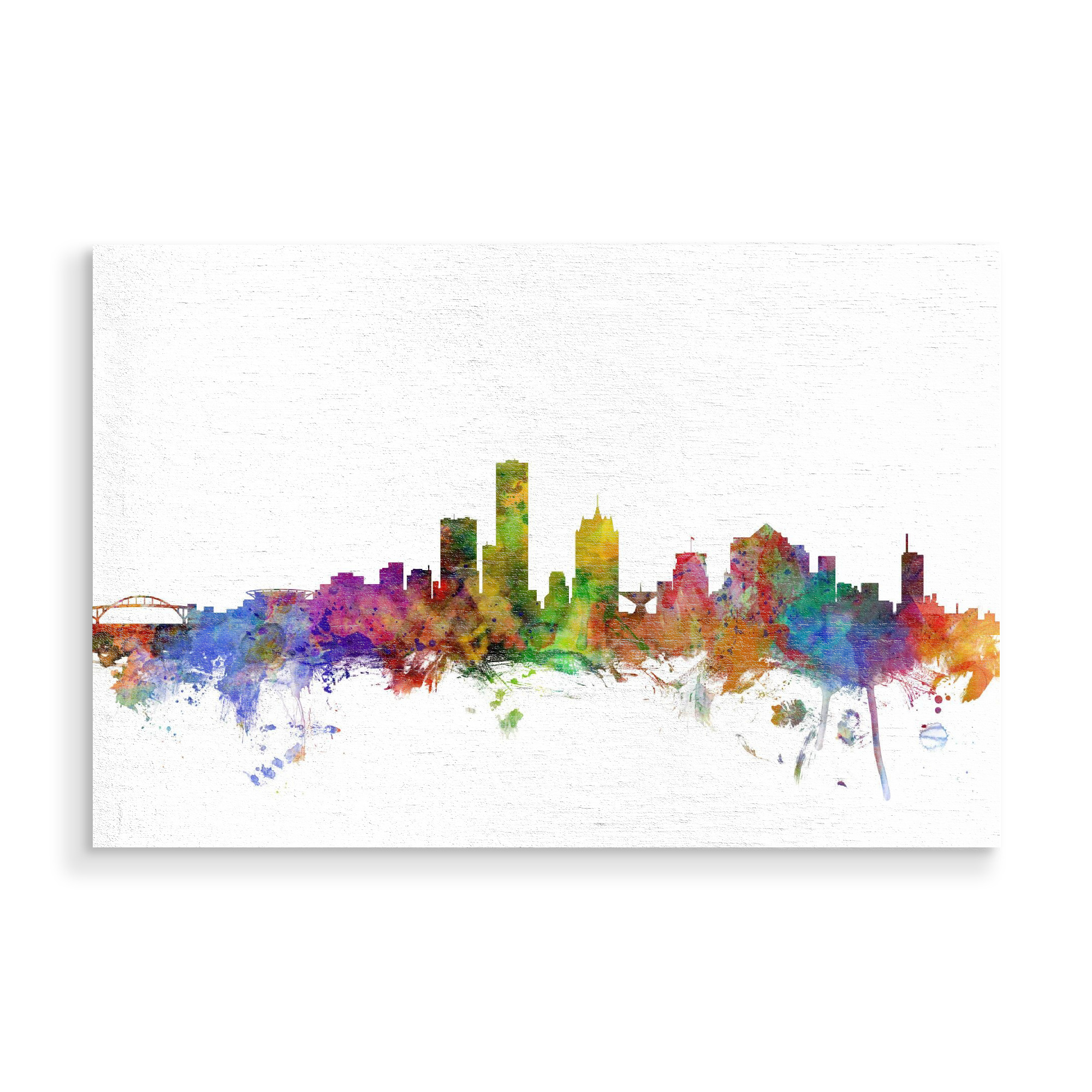 Holzbild "Milwaukee Wisconsin Watercolor" artboxONE - Städte,Reise,Architektur