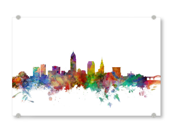 Acrylglasbild "Cleveland Ohio Watercolor" artboxONE - Städte,Reise,Architektur