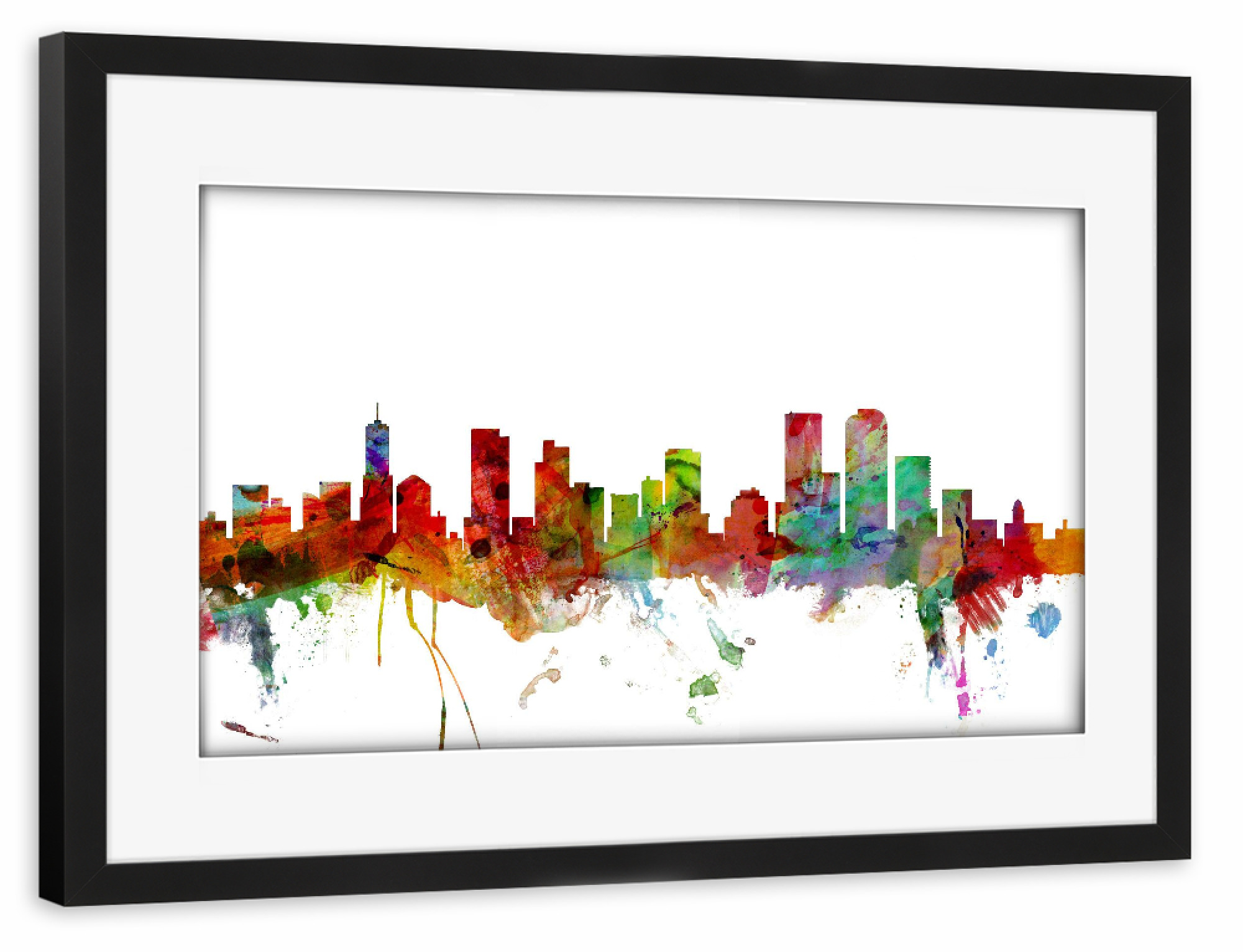 Poster mit Rahmen schwarz "Denver Colorado Watercolor" artboxONE - Städte,Reise,Architektur
