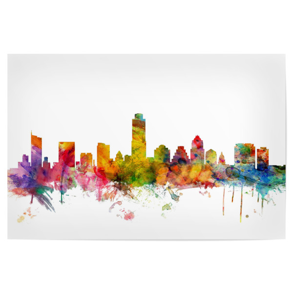 Poster 30x20 cm "Austin Texas Watercolor" artboxONE - Städte,Reise,Architektur