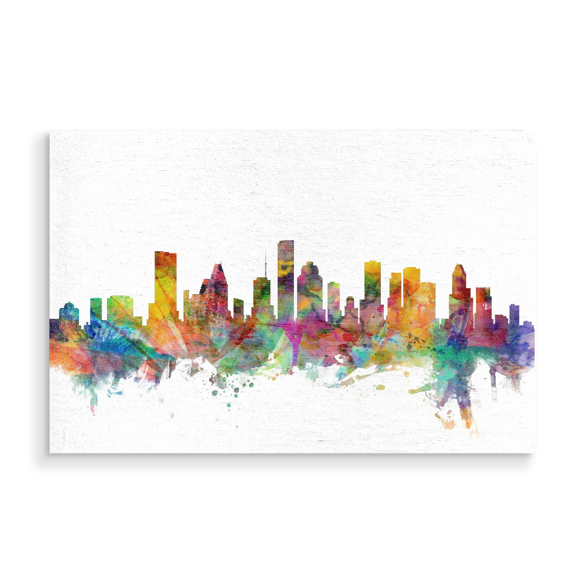 Holzbild "Houston Texas Watercolor" artboxONE - Städte,Reise,Architektur