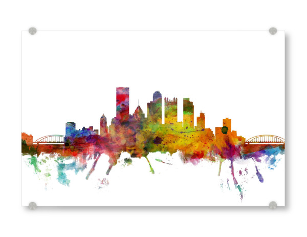 Acrylglasbild "Pittsburgh Pennsylvania Watercolor" artboxONE - Städte,Reise,Architektur
