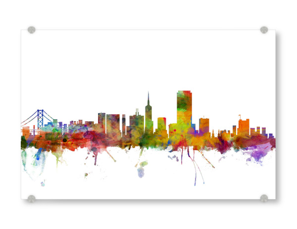 Acrylglasbild "San Francisco City Watercolor" artboxONE - Städte,Reise,Architektur