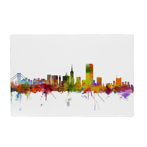 Holzbild "San Francisco City Watercolor" artboxONE - Städte,Reise,Architektur