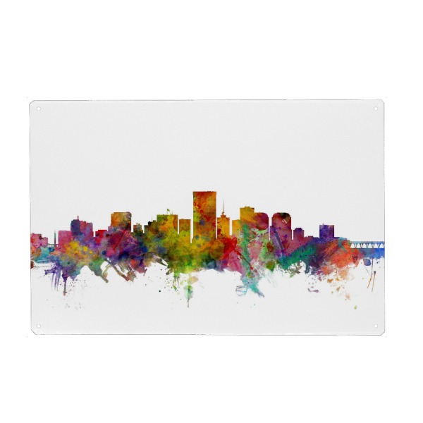 Metall Poster "Richmond Virginia Watercolor" artboxONE - Reise,Architektur