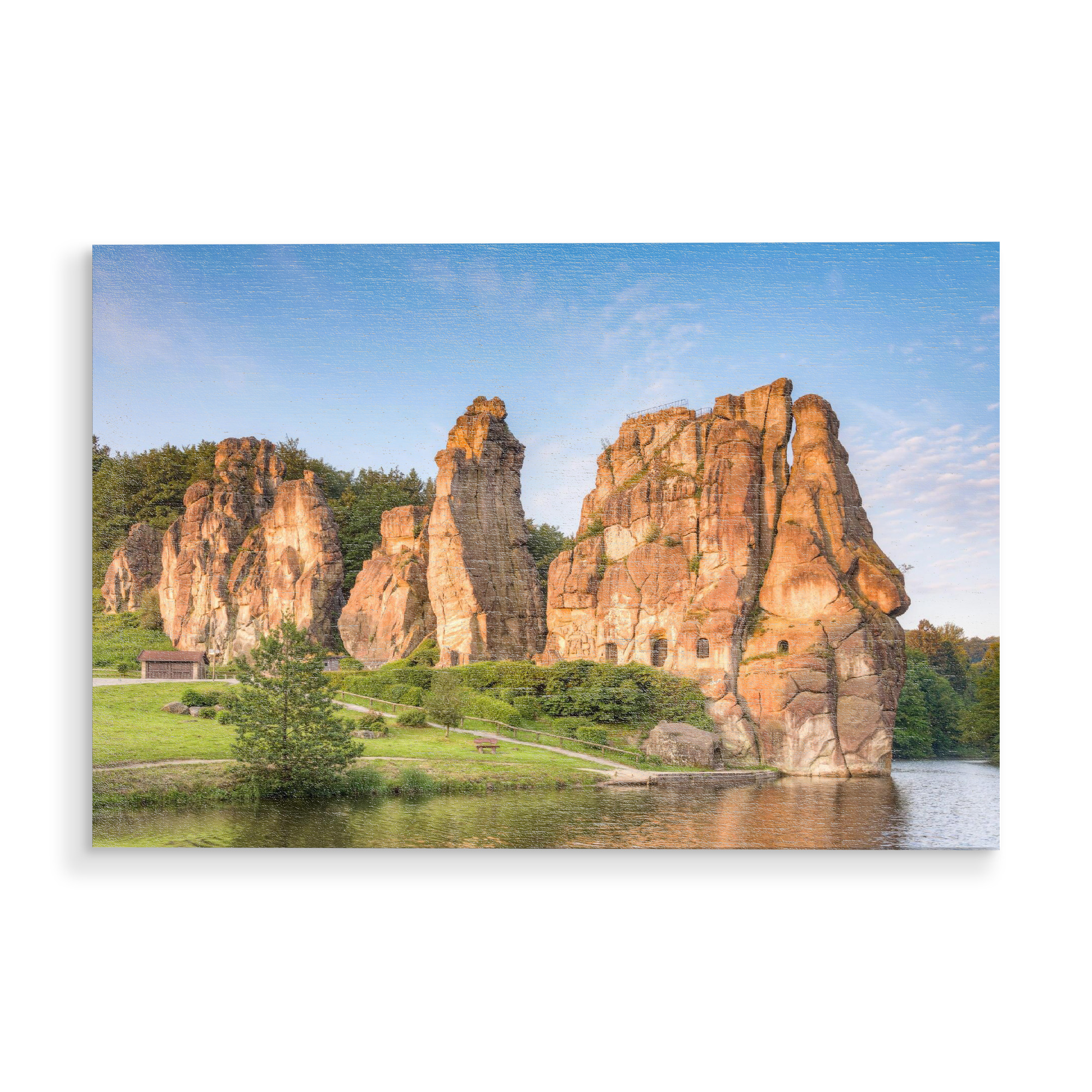 Holzbild "Frühmorgens bei den Externsteinen" artboxONE - Natur,Reise
