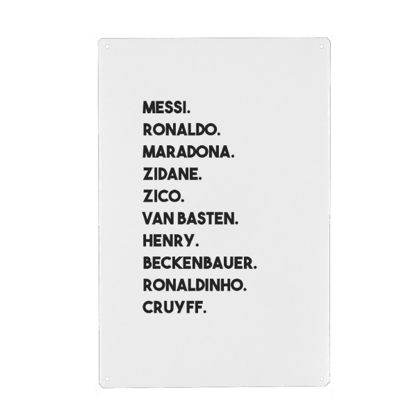 Metall Poster "Legenden" artboxONE - Typografie,Sport / Fußball - Besten,Fußballgötter,Messi,Ronaldo - Blechschild