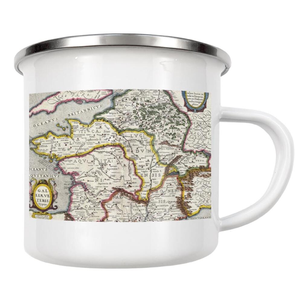 Emaille Tasse "Karte von Frankreich" artboxONE - Städte,Architektur,Kartografie - Karte,Antik,Retro,Alt,Karten,Karte der welt,Illustration