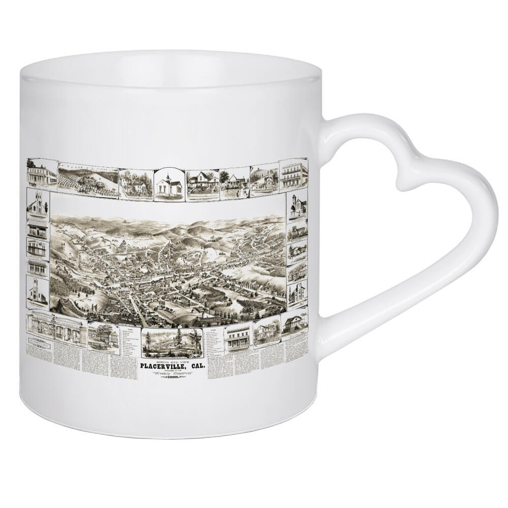 Herztasse "Bildliche Karte von Placerville" artboxONE - Architektur,Kartografie