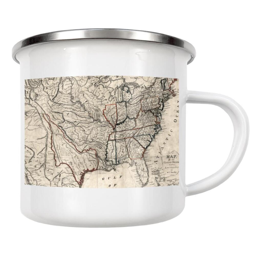 Emaille Tasse "Pictorial map of USA" artboxONE - Architektur,Kartografie - Karte,Flach,Antik,Retro,Alt,Karten,Karte der welt,Illustration