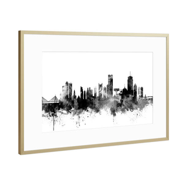Poster mit Rahmen Gold "Boston" artboxONE - Städte,Reise,Schwarzweiß,Architektur