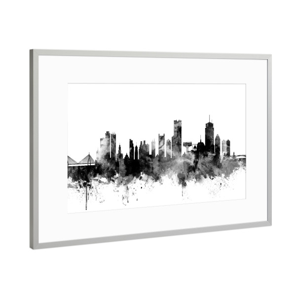 Poster mit Rahmen Silber "Boston" artboxONE - Städte,Reise,Schwarzweiß,Architektur