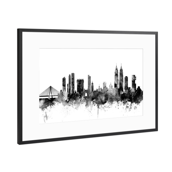 Poster mit Rahmen Schwarz (Metallic) "Mumbai" artboxONE - Städte,Reise,Schwarzweiß