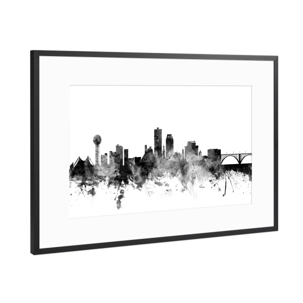 Poster mit Rahmen Schwarz (Metallic) "Knoxville Tennessee" artboxONE - Städte,Reise,Schwarzweiß,Architektur