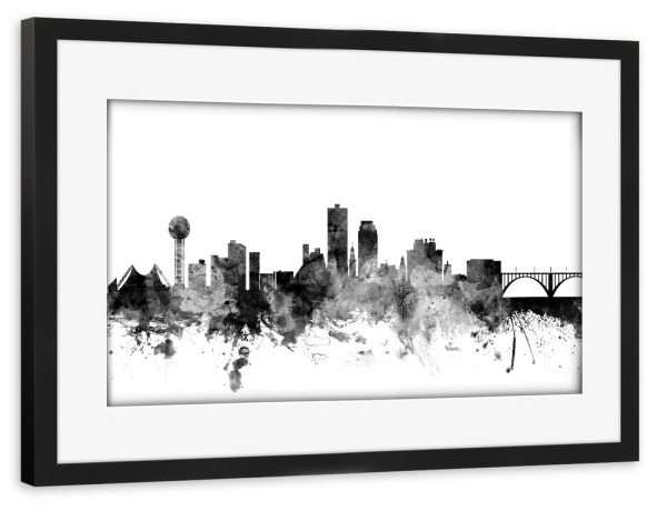 Poster mit Rahmen schwarz "Knoxville Tennessee" artboxONE - Städte,Reise,Schwarzweiß,Architektur